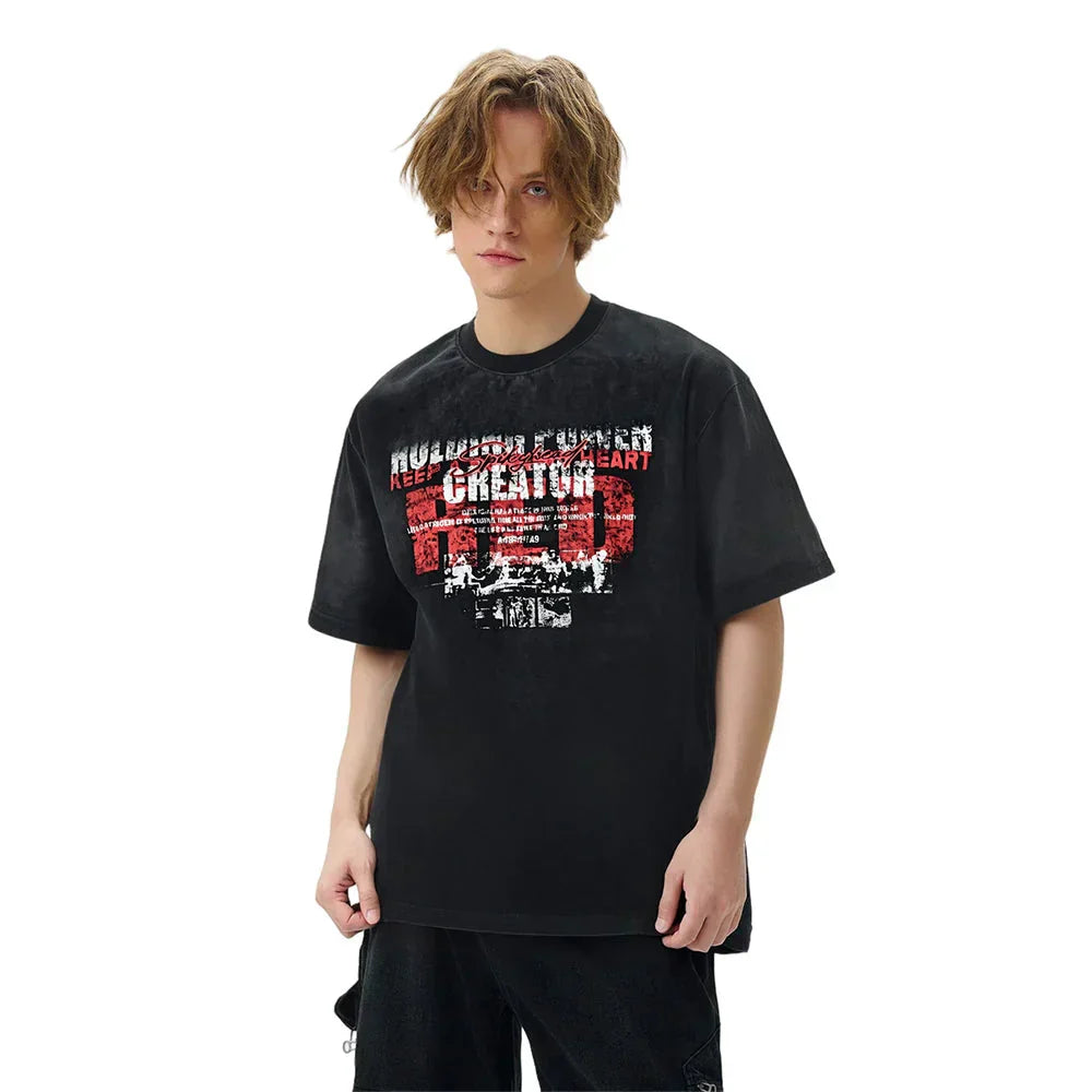 Y2K Distressed Print Short Sleeve T-Shirt