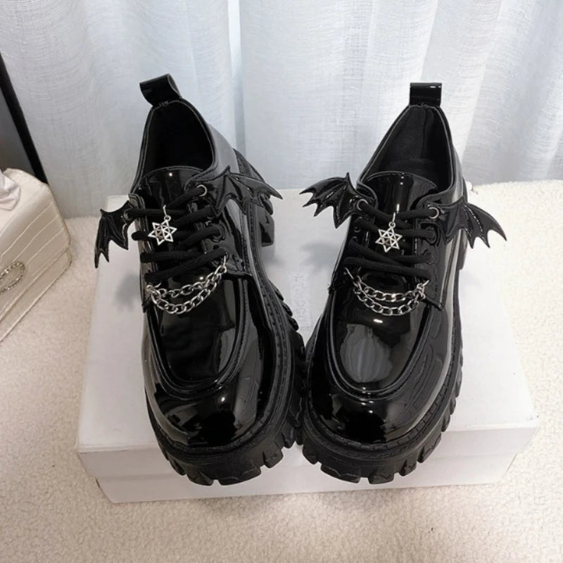 Grunge Bat Wings Platform Oxford Shoes