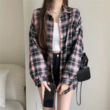 Plaid Oversized Collared Button-Up Dress T-Shirt