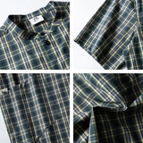 Plaid Stand Collar Cargo Shirt
