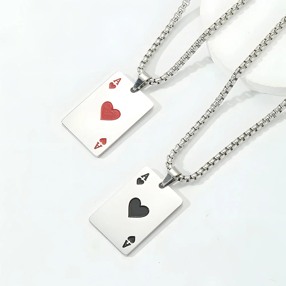 Stainless Steel Poker Card Necklaces