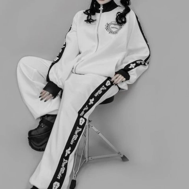 Y2K Gothic Bat Wing Track Jacket