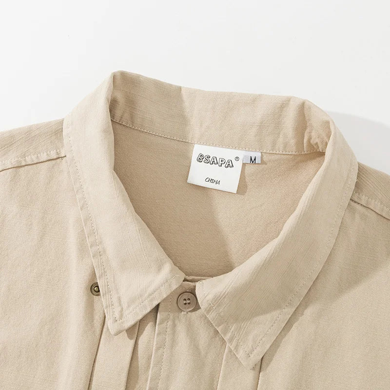 Camisa holgada plisada estilo retro japonés