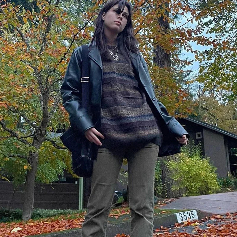 Vintage gestreifter Strickpullover