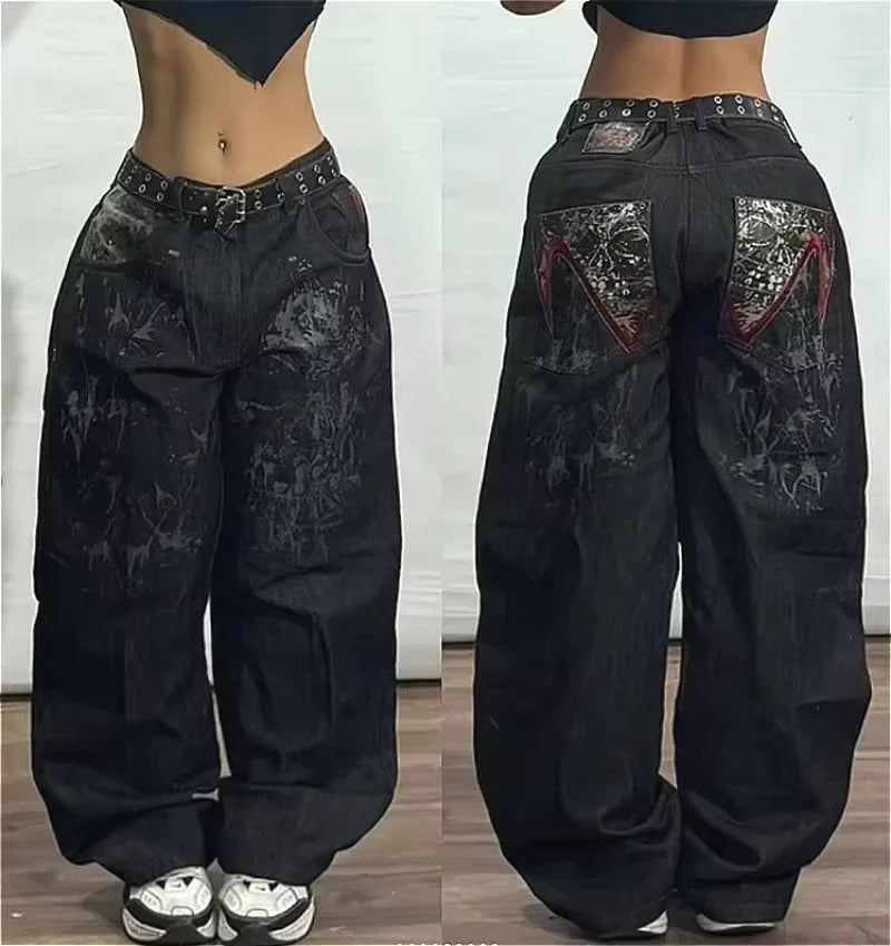 Y2K Edgy Jeans mit weitem Bein
