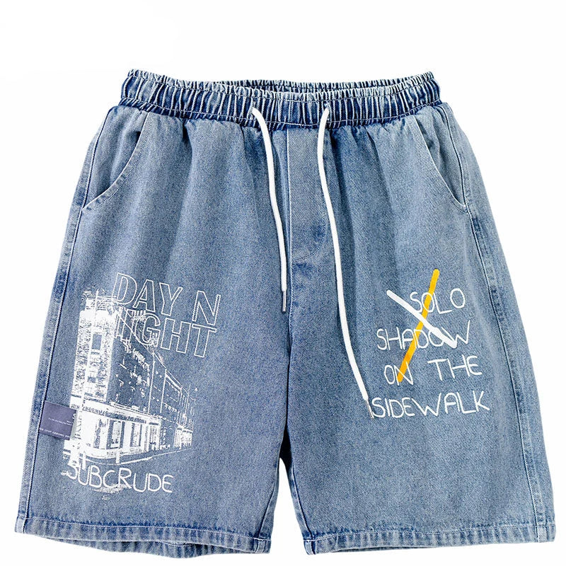 Building Letter Grapffiti Denim Cargo Short