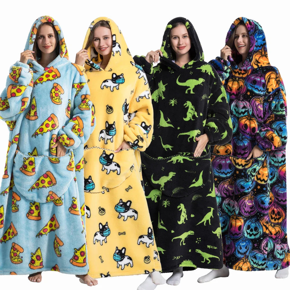 Animal Printed Hooded Blanket