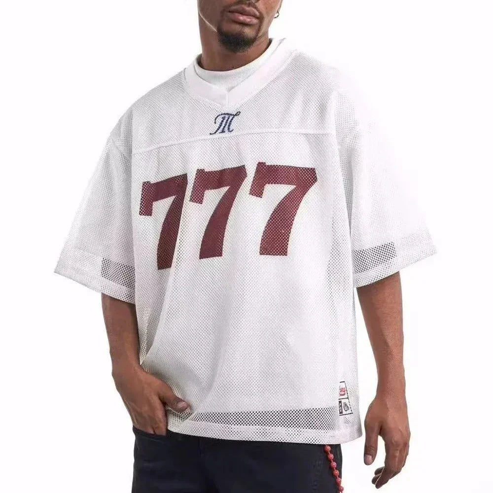 777 Breathable Mesh Hollow Retro T-Shirt