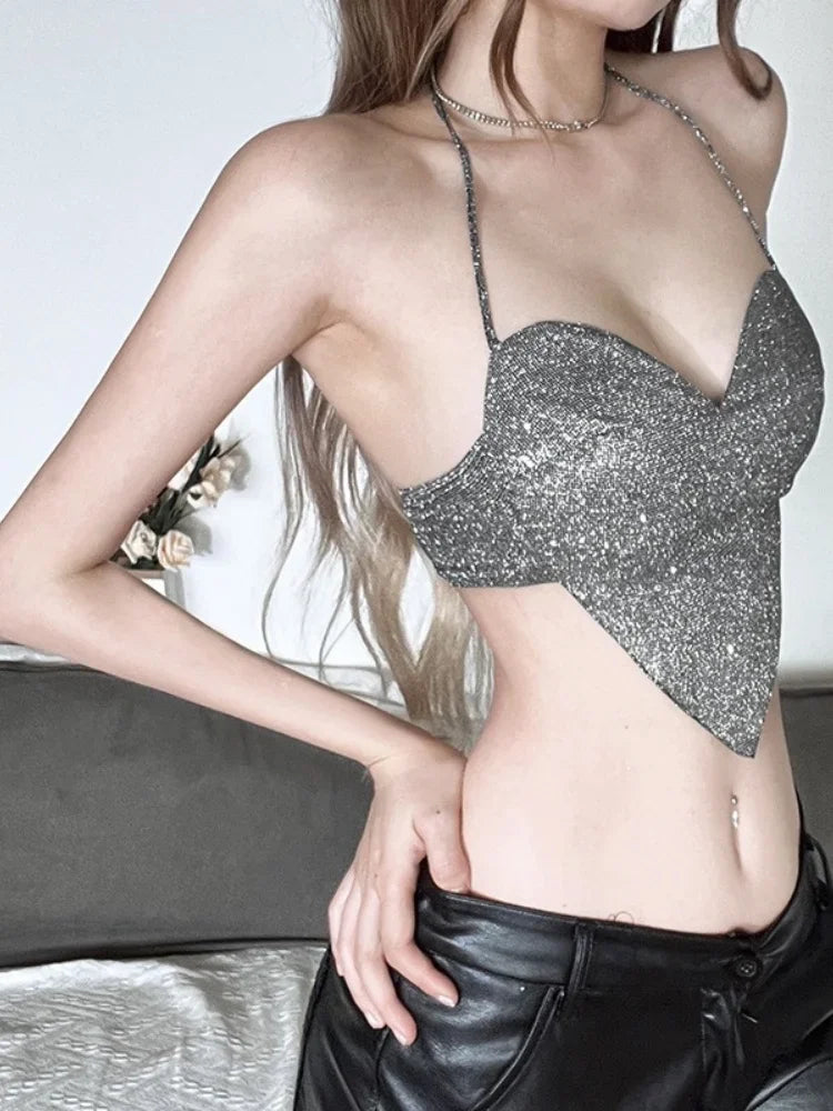 Y2k Short Halter Backless Crop Top