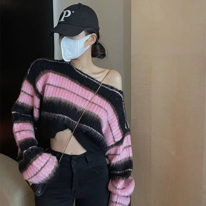 Y2K Pink Cropped Sweater