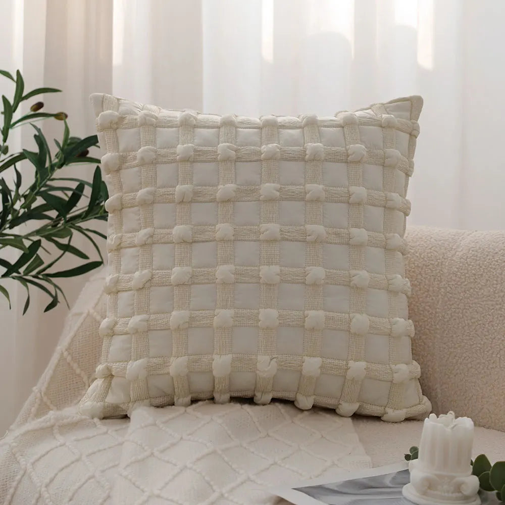 Soft Decorative Cover Plaid Throw Pillow Cover