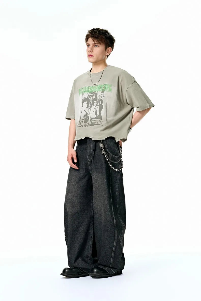Vintage Distressed Cropped T-Shirt