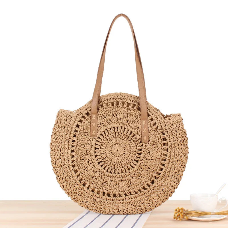 Grandma Aesthetic Woven Beach Shoulder Bag