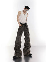 High Waisted Cyberpunk Washed Jeans