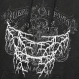 Lightning Washed Retro Black Washed Kapuzenpullover