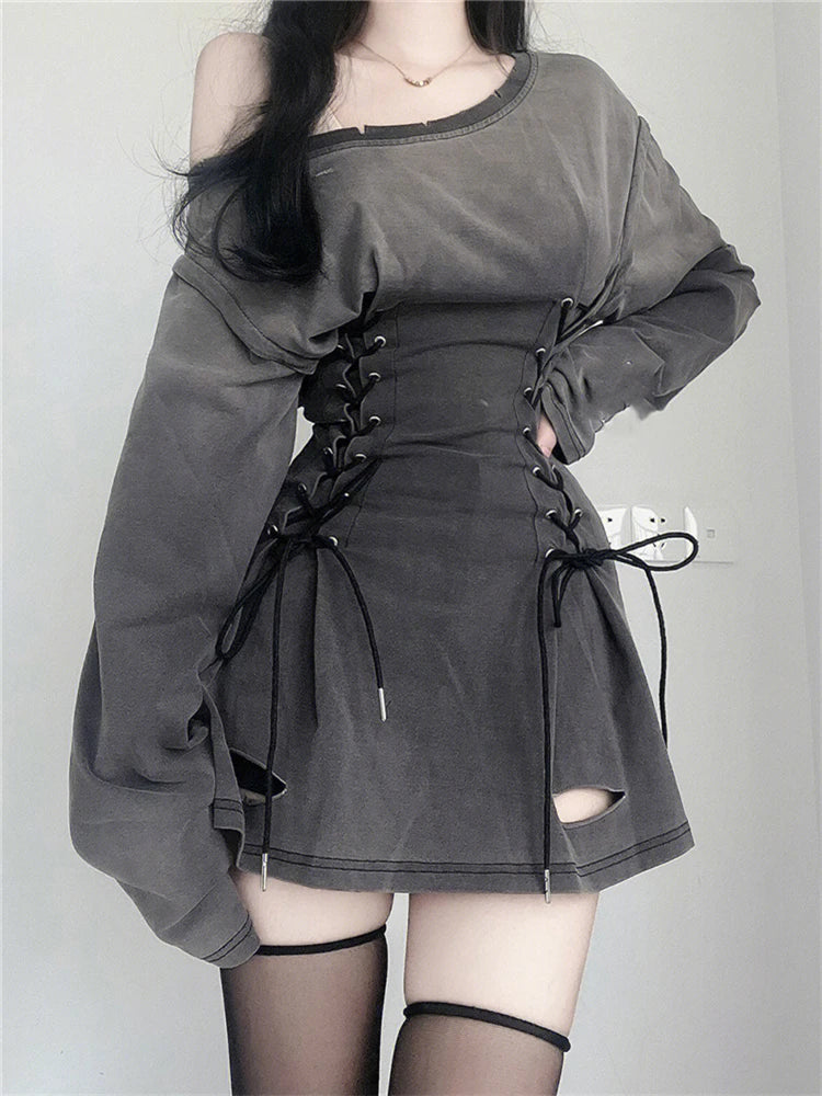 Acubi Corset Drawstring Mini Dress