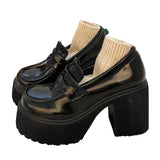 Retro High Heels Solid Color Black Shoes