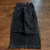 Retro Geometric Stripes Fit Jeans