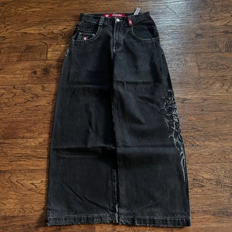 Retro Geometric Stripes Fit Jeans