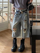 Vintage blaue zerrissene Distressed Jorts