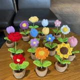 Crochet Knitted Potted Flowers Homemade