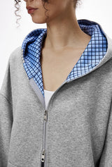 Reversible Inner Plaid Zip-up Hoodie