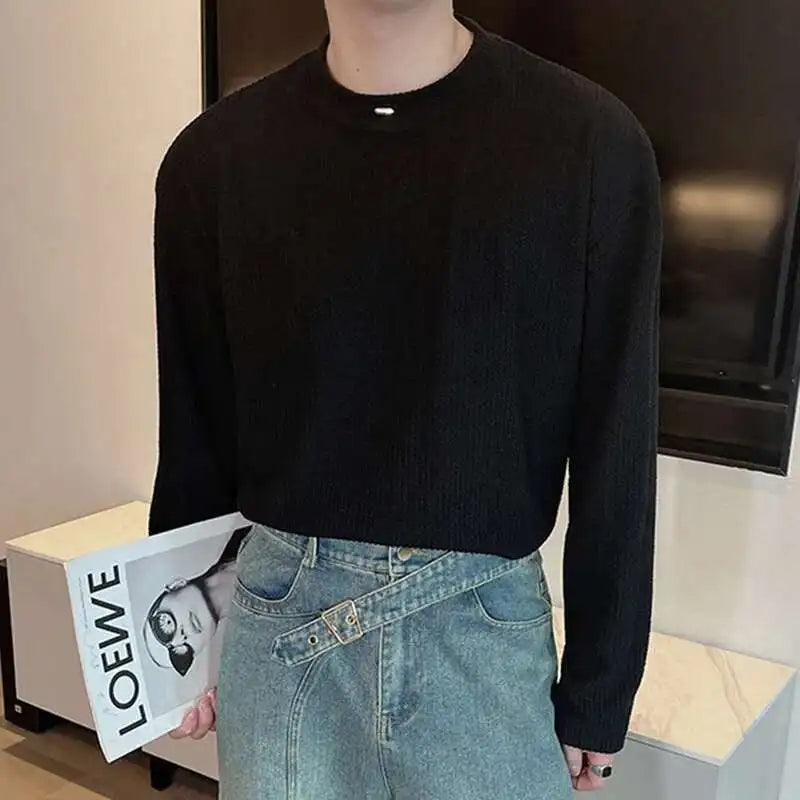 Casual Korean Style Round Collar Men's T-Shirt