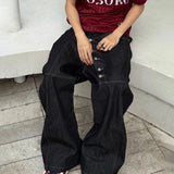 Korean Curved Buckle Jeans