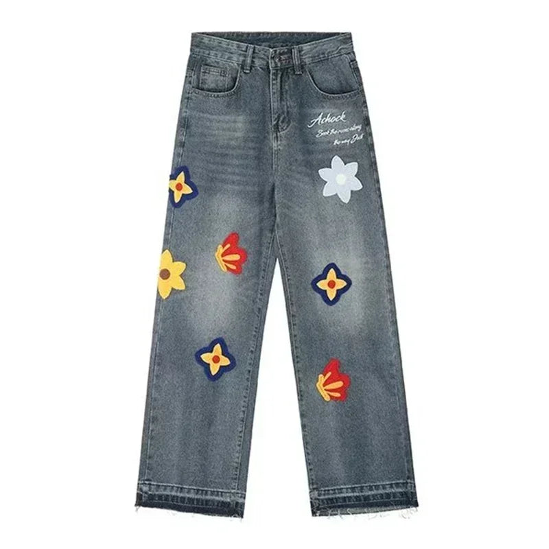 Embroidered Flower Jeans