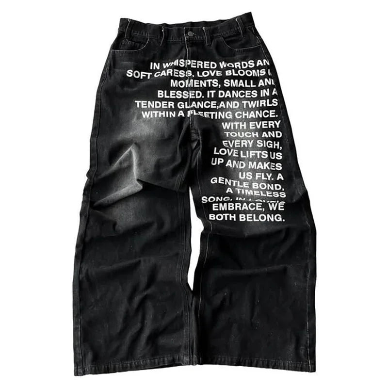 Vintage Metro Quotes Wide-leg Jeans
