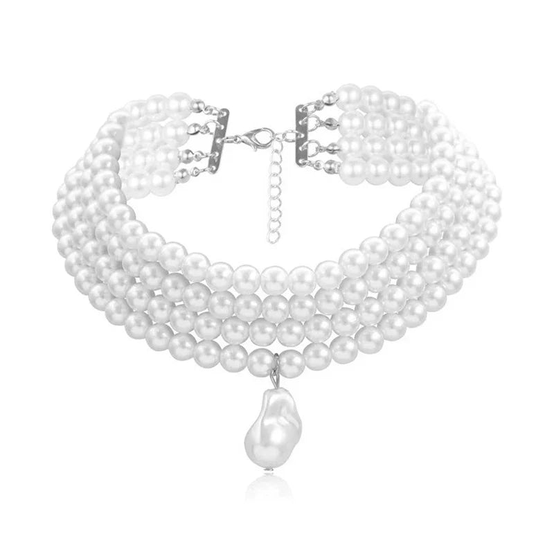 Round Pearls Beads Collar Necklace