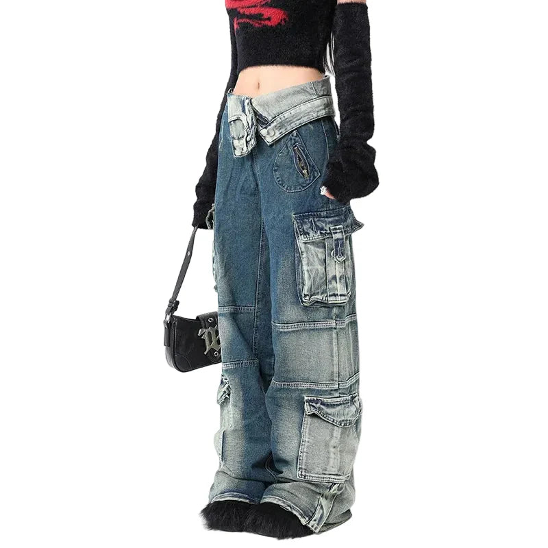 High Waist Cargo Jeans
