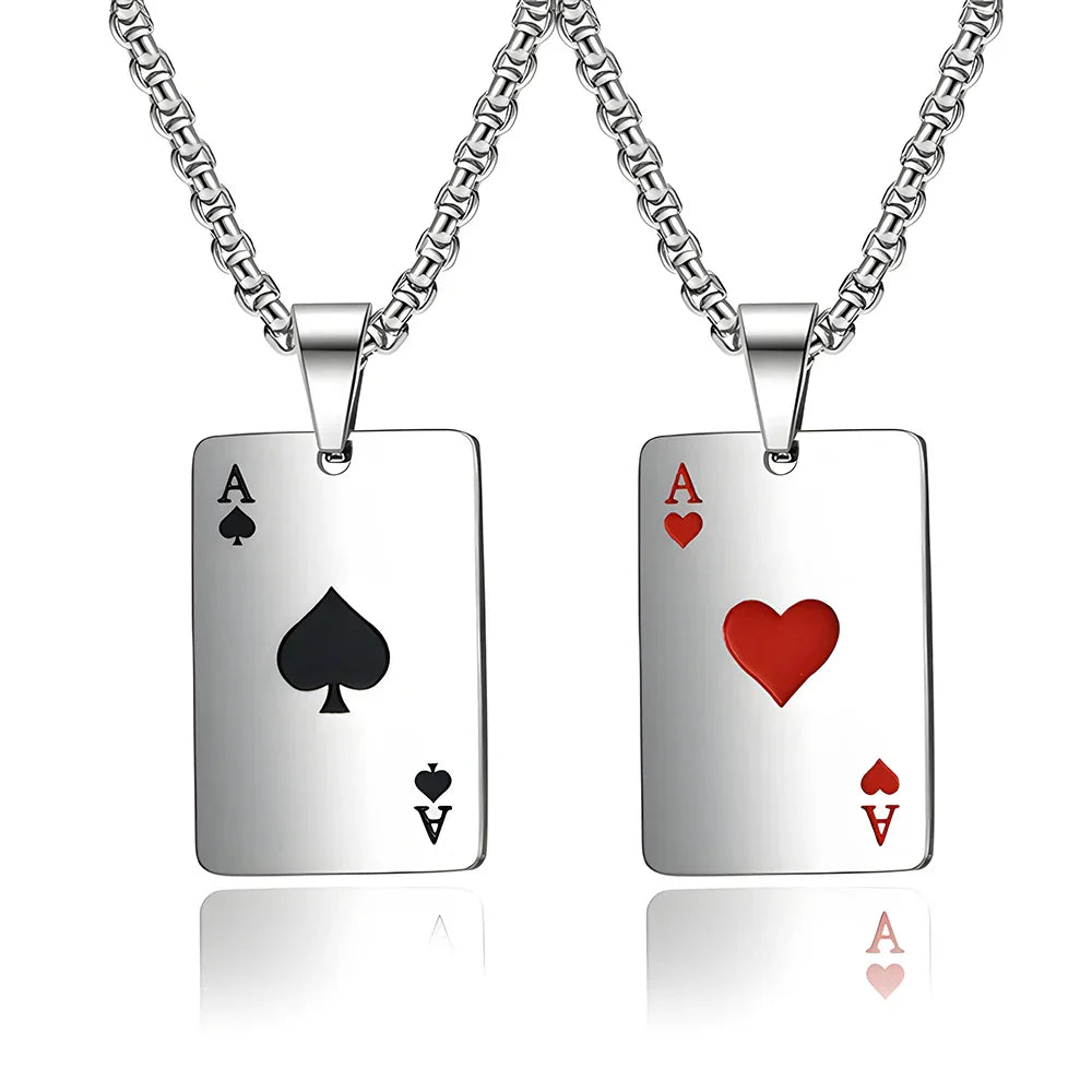 Stainless Steel Poker Card Necklaces