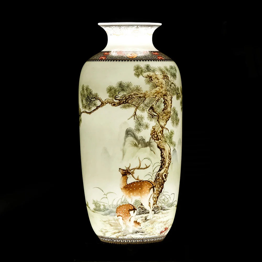 Vintage Traditional Flower Ceramic Vase Chinese