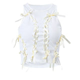 Coquette White Lace-Up Tank Top
