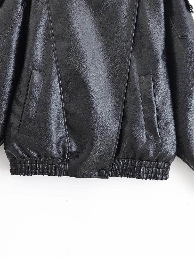 Women's Faux Leather Black Jacket