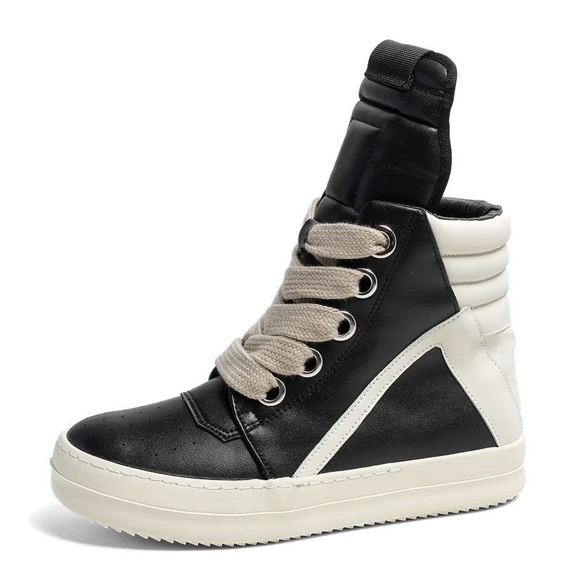 High-top Shoes Lace-up Leather Skateboard Shoes