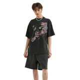 Washed Graphic Print Hip Hop T-Shirt
