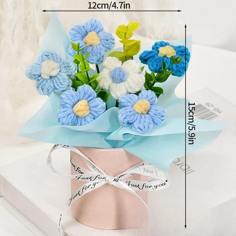 Ramo de flores de ganchillo vintage con flores de rosa