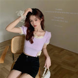 Soft & Spicy Girl Square Neck Lace Blouse