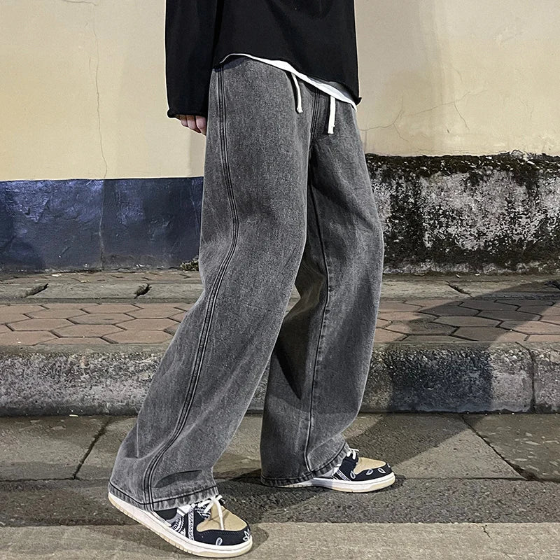 Solid Color Straight Leg Jeans