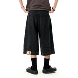Jeans-Jorts mit geradem, weitem Bein
