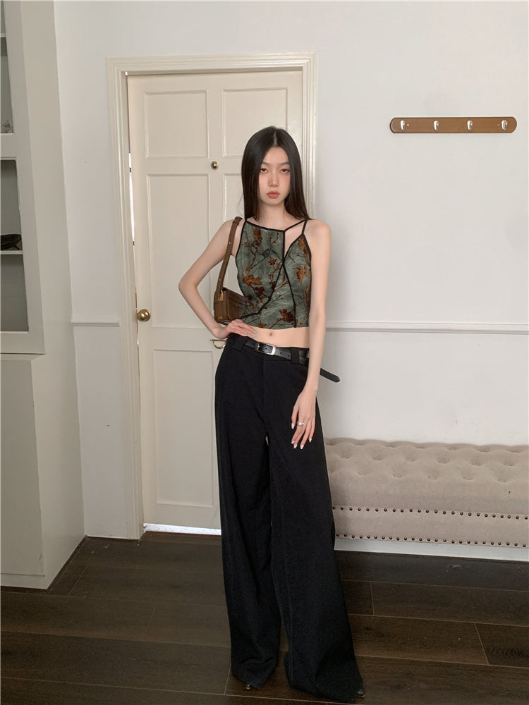 Flocking Floral Vintage Cami Crop