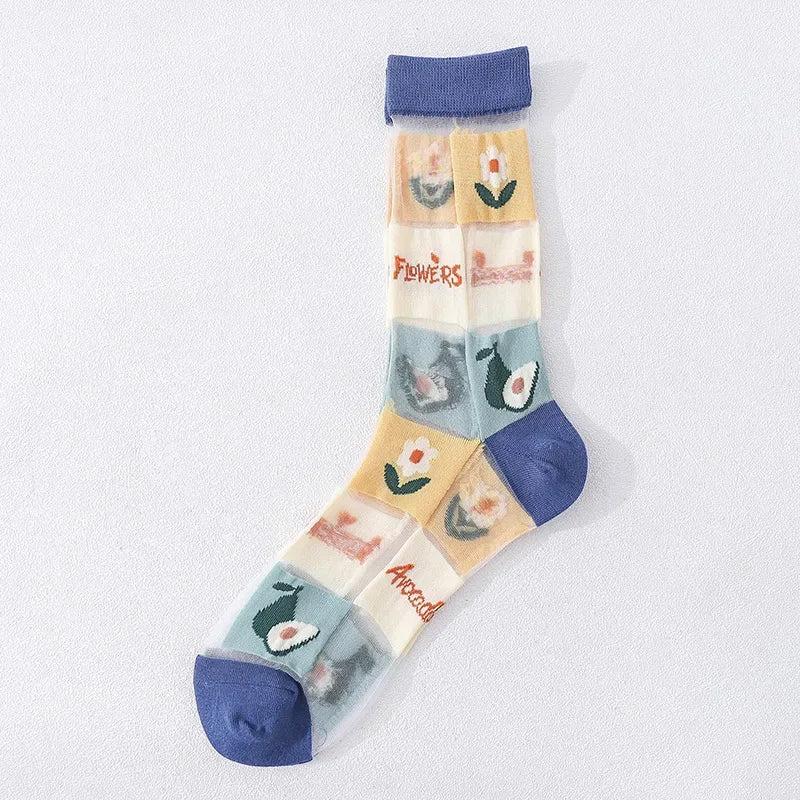 Summer Floral Crew Neck Socks