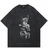 Gewalttätiger Dobermann Grafikdruck T-Shirt