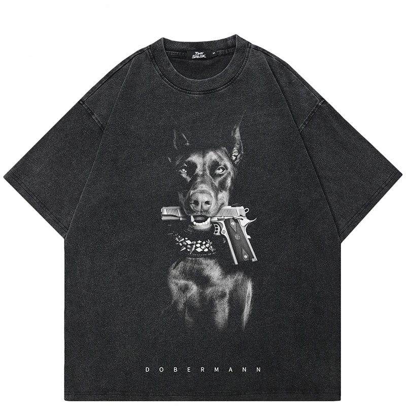 Gewalttätiger Dobermann Grafikdruck T-Shirt