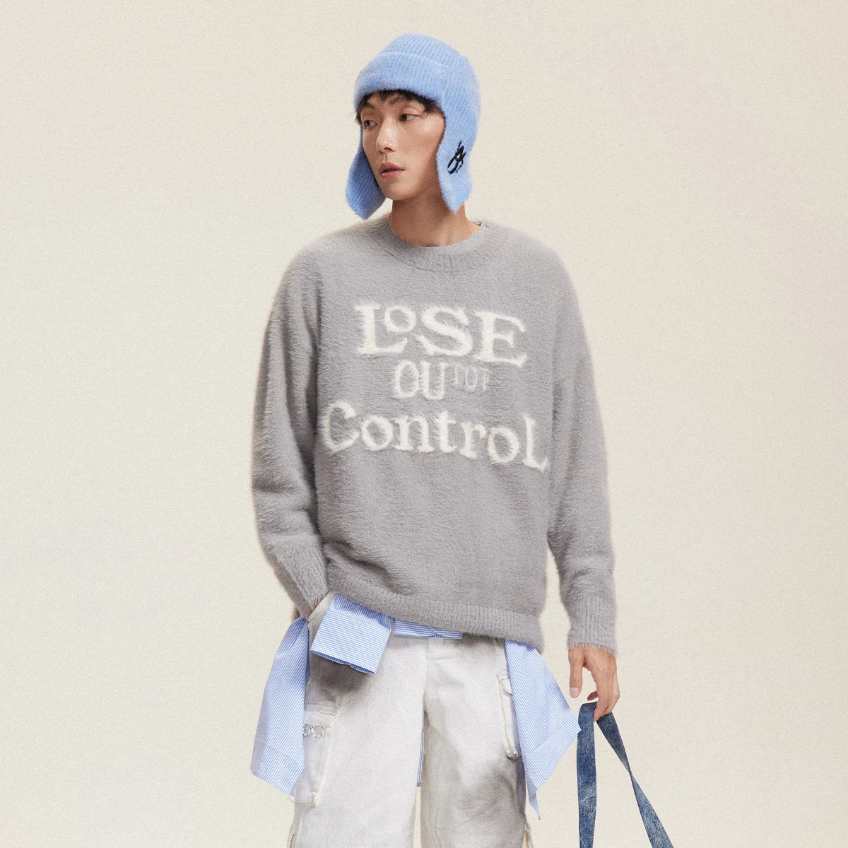 Jacquard Strickpullover Oversized Lässiger Pullover