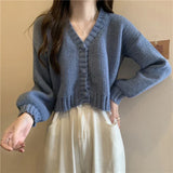 Soft Girl Solid Color Knitted Cardigan