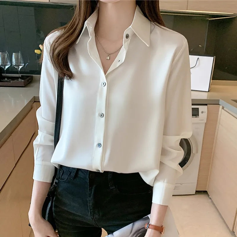 Corporate Girl Satin Long Sleeve Shirt