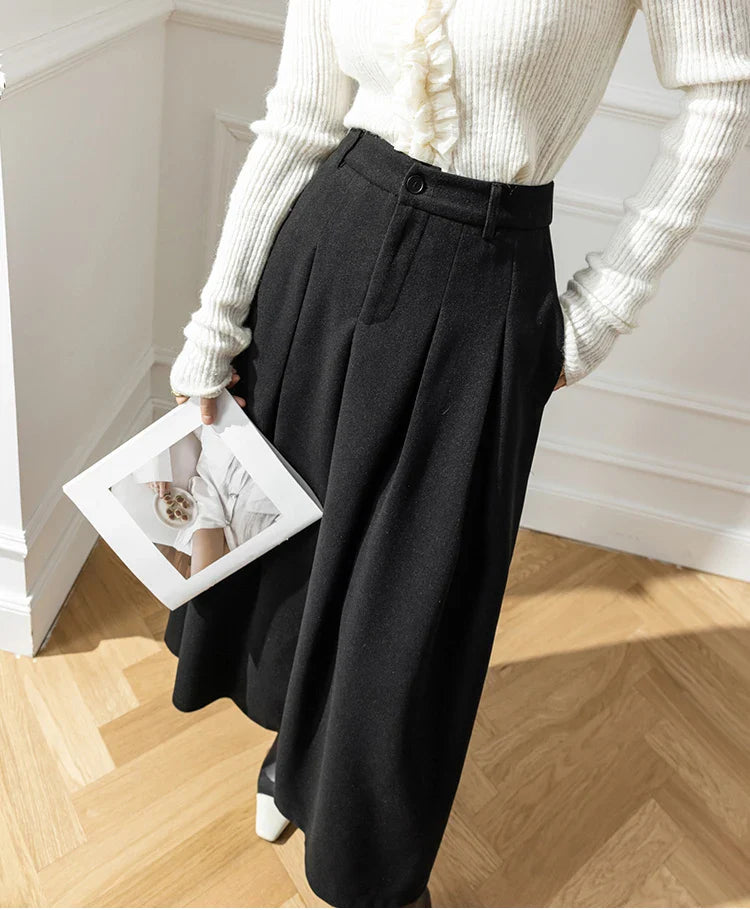 Dark Academia Elegant Midi Skirt